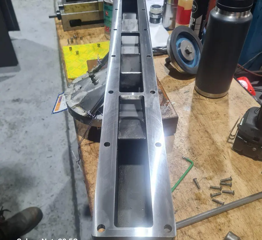 A fabricated and machined assembly finished on the bench